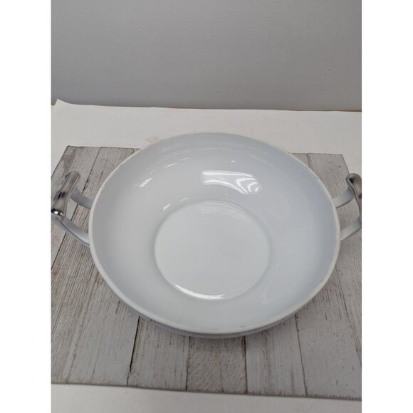 Vintage Kutani Serving Vegetable Bowl with Lid White & Silver Gray Bursts Japan - Picture 8 of 11